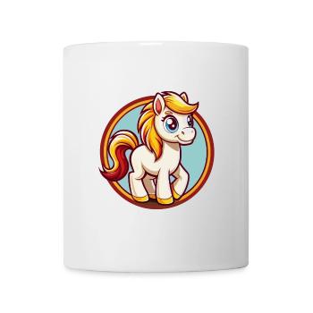 Pony Niedlich Lustig Kawaii Cartoon Clipart Tier Haustier - Tasse - Weiß - Vorne