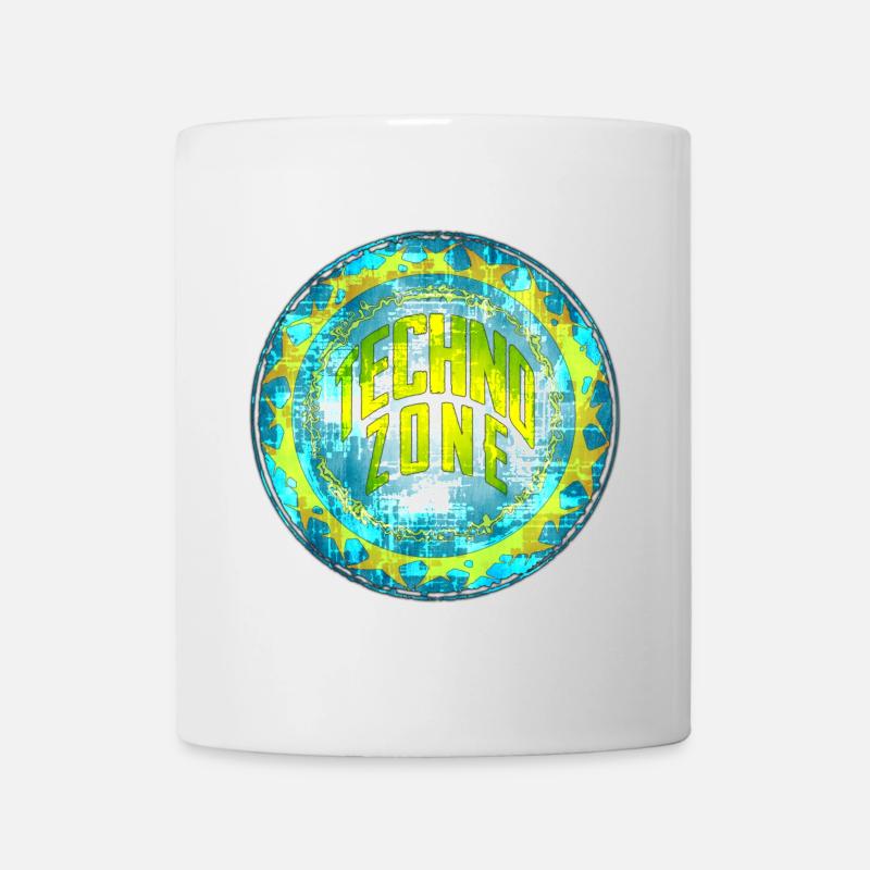 Cyber Techno Design mit Leuchtfarben - Tasse - Weiß