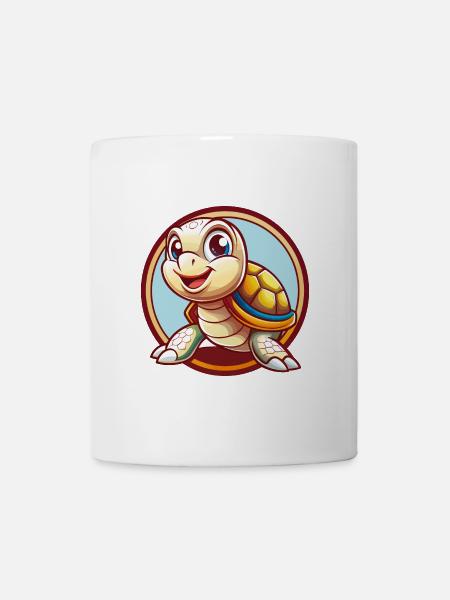 tortue drôle kawaii dessin animé clipart animal de compagnie - Mug blanc - blanc