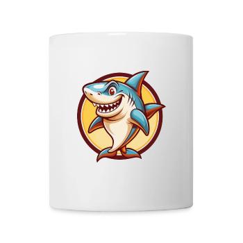 Hai Niedlich Lustig Kawaii Cartoon Clipart Tier Haustier - Tasse - Weiß - Vorne