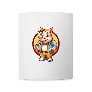Rhino Niedlich Lustig Kawaii Cartoon Clipart Tier Haustier - Tasse - Weiß - Vorne