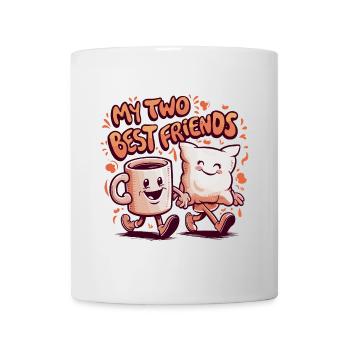 Tasse à café et oreiller Mes deux meilleurs amis - Mug blanc - blanc - Devant
