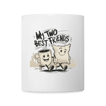 Tasse à café et oreiller Mes deux meilleurs amis - Mug blanc - blanc - Devant