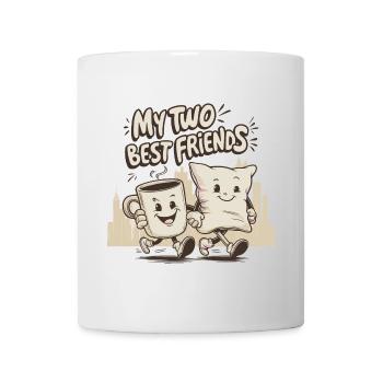 Tasse à café et oreiller Mes deux meilleurs amis - Mug blanc - blanc - Devant