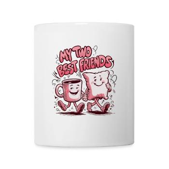 Tasse à café et oreiller Mes deux meilleurs amis - Mug blanc - blanc - Devant