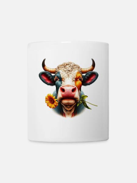 Blumen aus Kuh - Tasse - Weiß