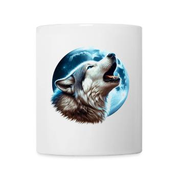 Wolf heult den Vollmond an - Tasse - Weiß - Vorne