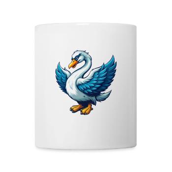 Swan Cool Kawaii Cartoon Charakter Clipart - Tasse - Weiß - Vorne
