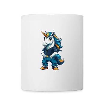 Einhorn Cool Kawaii Cartoon Charakter Clipart - Tasse - Weiß - Vorne