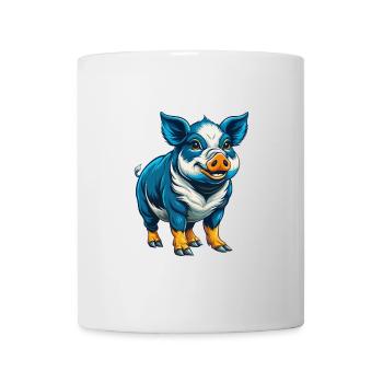 Schwein Cool Kawaii Cartoon Charakter Clipart - Tasse - Weiß - Vorne