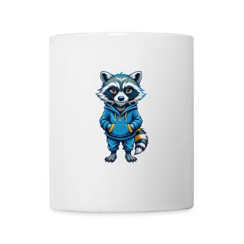 Waschbär Cool Kawaii Cartoon Charakter Clipart - Tasse - Weiß - Vorne
