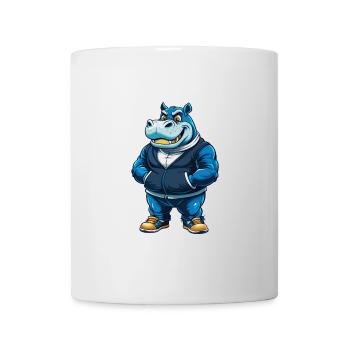 Hippo Cool Kawaii Cartoon Figur Clipart - Tasse - Weiß - Vorne