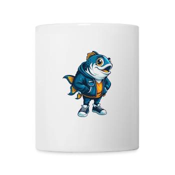 Fisch Cool Kawaii Cartoon Charakter Clipart - Tasse - Weiß - Vorne