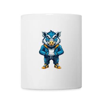 Wildschwein Cool Kawaii Cartoon Charakter Clipart - Tasse - Weiß - Vorne