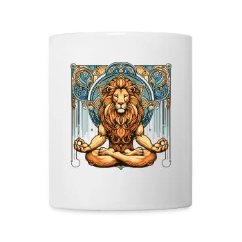 Löwe Meditation meditieren Geschenk - Tasse - Weiß - Vorne