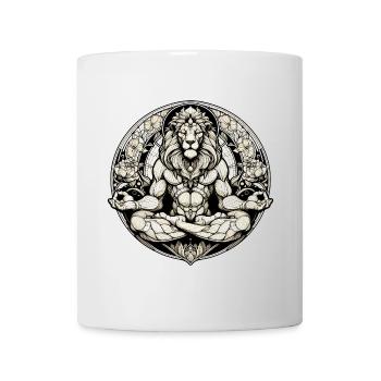 Löwe Meditation meditieren Geschenk - Tasse - Weiß - Vorne