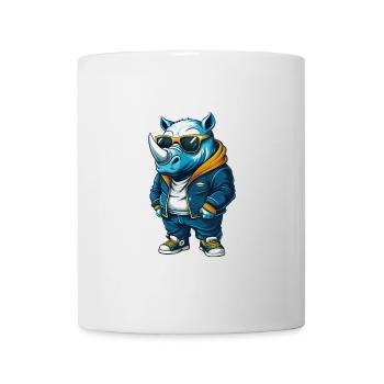 Rhino Cool Cartoon Character Kawaii Clipart - Mug - white - Front