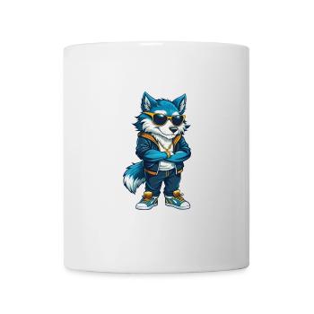 Wolf Cool Cartoon Character Kawaii Clipart - Mug - white - Front