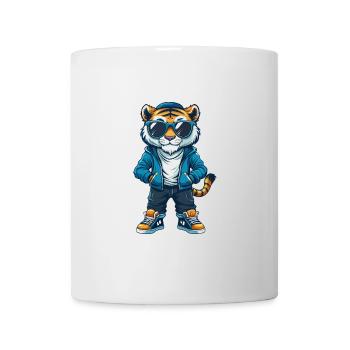 Tiger Cool Cartoon Figur Kawaii Clipart - Tasse - Weiß - Vorne