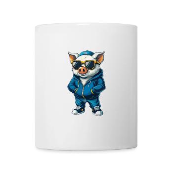 cochon cool personnage de dessin animé Kawaii Clipart - Mug blanc - blanc - Devant