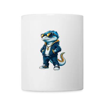 Eidechse Cool Cartoon Figur Kawaii Clipart - Tasse - Weiß - Vorne