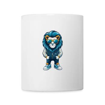 Lion Cool Dessin Animé Personnage Kawaii Clipart - Mug blanc - blanc - Devant