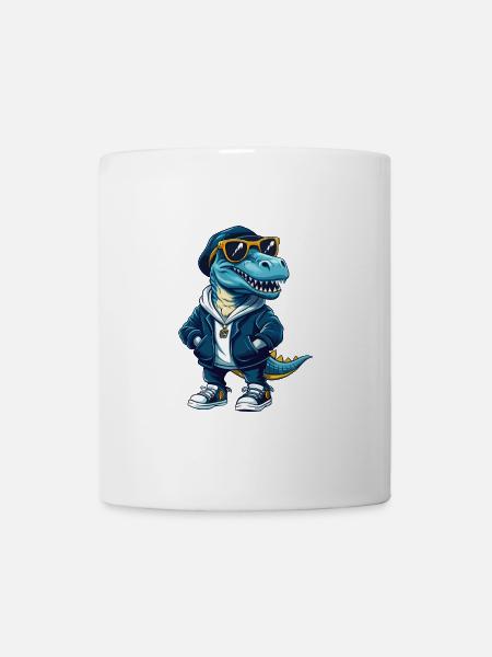 Dinosaurio Personaje De Dibujos Animados Kawaii Clipart - Taza - blanco