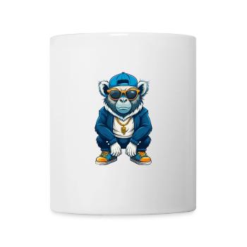 Pavian Cool Cartoon Figur Kawaii Clipart - Tasse - Weiß - Vorne