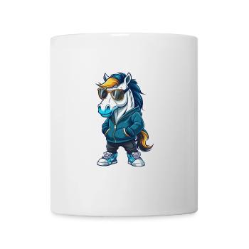 Pferd Cool Cartoon Figur Kawaii Clipart - Tasse - Weiß - Vorne