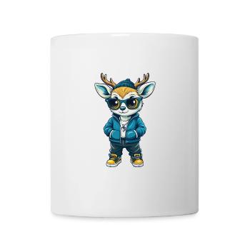 cerf cool personnage de dessin animé Kawaii Clipart - Mug blanc - blanc - Devant