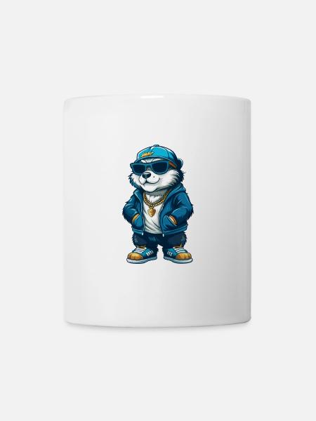 Castor Cool Personnage De Dessin Animé Kawaii Clipart - Mug blanc - blanc