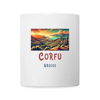 Korfu Griechenland Landschaft Design - Tasse - Weiß - Vorne