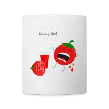 Humorvoller Tomaten Charakter mit Drink - Tasse - Weiß - Vorne