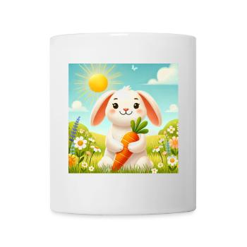 Süßes Häschen mit Karotte - Tasse - Weiß - Vorne