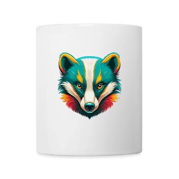blaireau mignon kawaii dessin animé clipart visage d’animal - Mug blanc - blanc - Devant