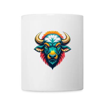 Buffalo Cute Kawaii Cartoon Clipart Animal Face - Mug - white - Front