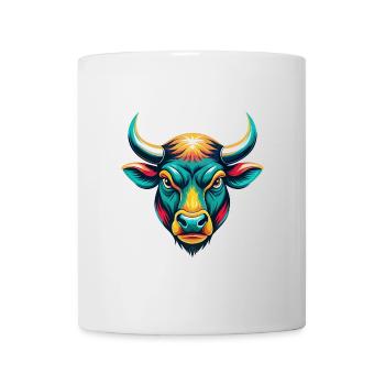 Taureau mignon Kawaii dessin animé Clipart Animal Face - Mug blanc - blanc - Devant
