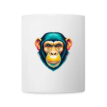 Schimpanse Niedlich Kawaii Cartoon Clipart Tier Gesicht - Tasse - Weiß - Vorne