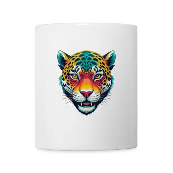 Leopard Niedlich Kawaii Cartoon Clipart Tier Gesicht - Tasse - Weiß - Vorne