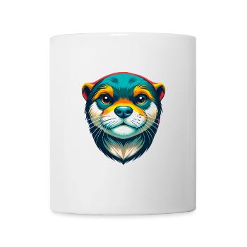Otter Niedliches Kawaii Cartoon Clipart Tier Gesicht - Tasse - Weiß - Vorne
