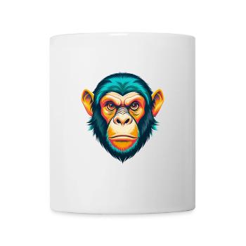 Affe Niedlich Kawaii Cartoon Clipart Tier Gesicht - Tasse - Weiß - Vorne