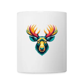 Elch Niedliches Kawaii Cartoon Clipart Tier Gesicht - Tasse - Weiß - Vorne