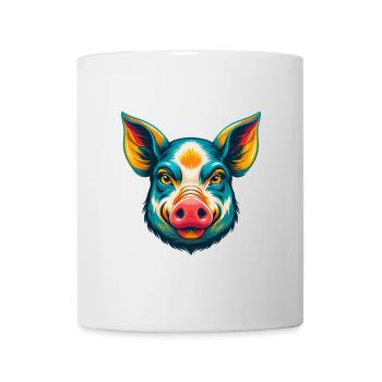 Schwein süß Kawaii Cartoon Clipart Tier Gesicht - Tasse - Weiß - Vorne