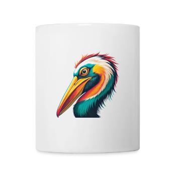 Pelikan Niedliches Kawaii Cartoon Clipart Tier Gesicht - Tasse - Weiß - Vorne