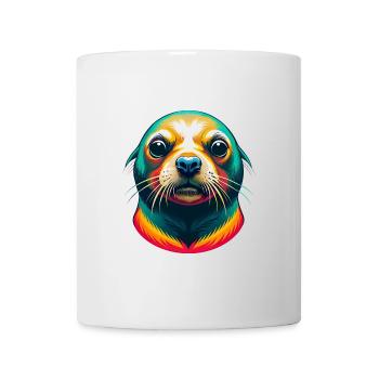 Siegel Niedliches Kawaii Cartoon Clipart Tier Gesicht - Tasse - Weiß - Vorne