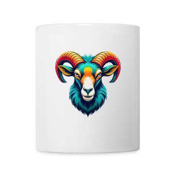 Ram Niedliches Kawaii Cartoon Clipart Tier Gesicht - Tasse - Weiß - Vorne