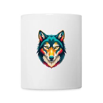 Wolf Niedlich Kawaii Cartoon Clipart Tier Gesicht - Tasse - Weiß - Vorne