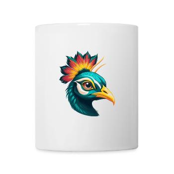 Pfau Niedliches Kawaii Cartoon Clipart Tier Gesicht - Tasse - Weiß - Vorne