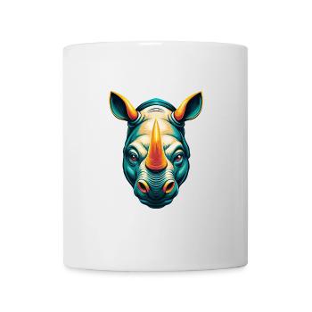 rhinocéros mignon kawaii dessin animé clipart visage d’animal - Mug blanc - blanc - Devant