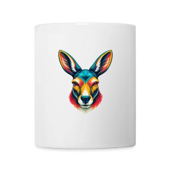 Känguru Niedlich Kawaii Cartoon Clipart Tier Gesicht - Tasse - Weiß - Vorne